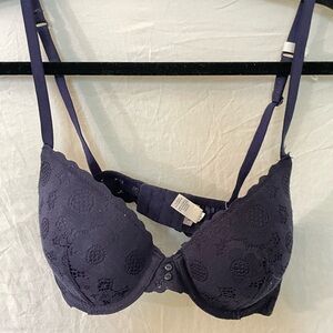 Aerie 32D Navy blue lace full coverage bra NWOT